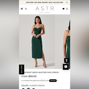 Contrast mesh bustier midi dress- Hunter Green